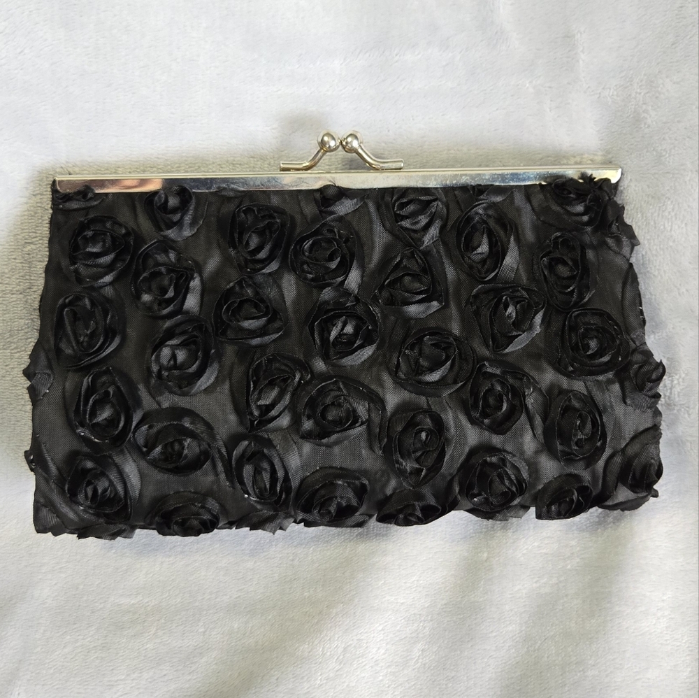Elegant Black Rose Clutch